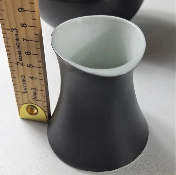 Espana Noche Block Bidasoa Spain Tea/Coffee Pot Creamer & Sugar Bowl Black Matte - Picture 7 of 14